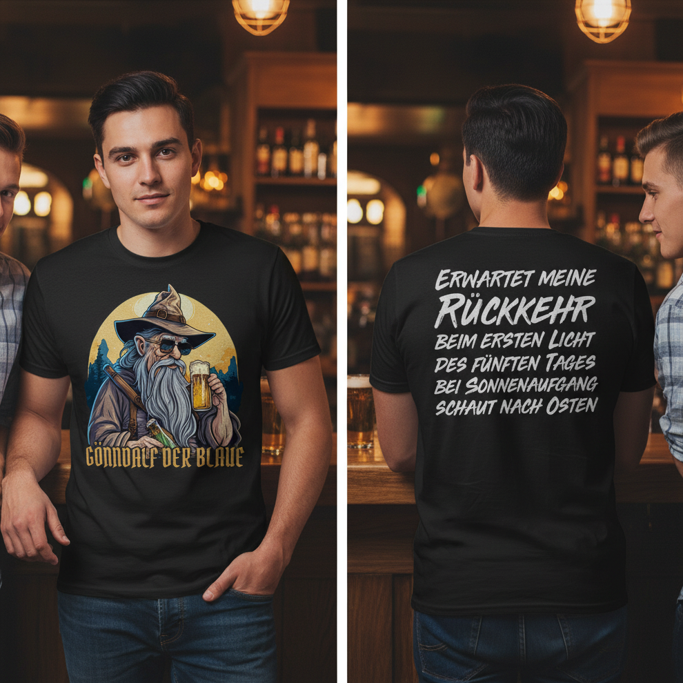 Gönndalf der Blaue Gandalf Toon - Beidseitiger Druck - Herren Shirt