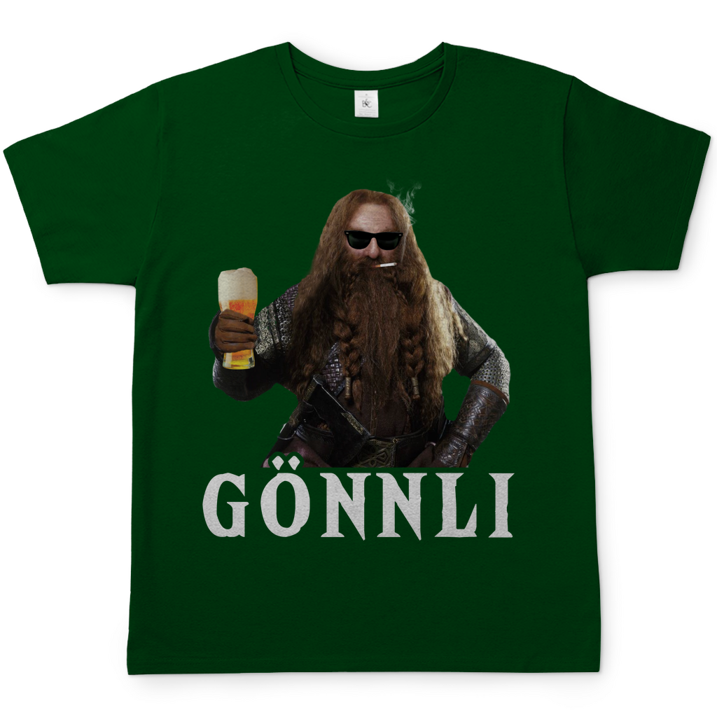 Bottle Green Bierliebhaber Herren Shirt mit GÖNNLI Gimli Herr der Ringe, Frontansicht
