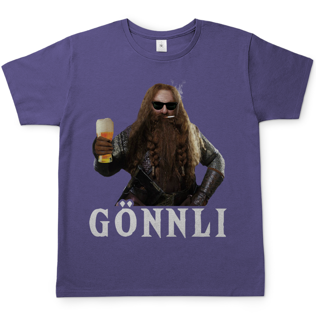 Millennial Lilac Herr der Ringe Herren Shirt mit GÖNNLI Gimli Design, Frontansicht