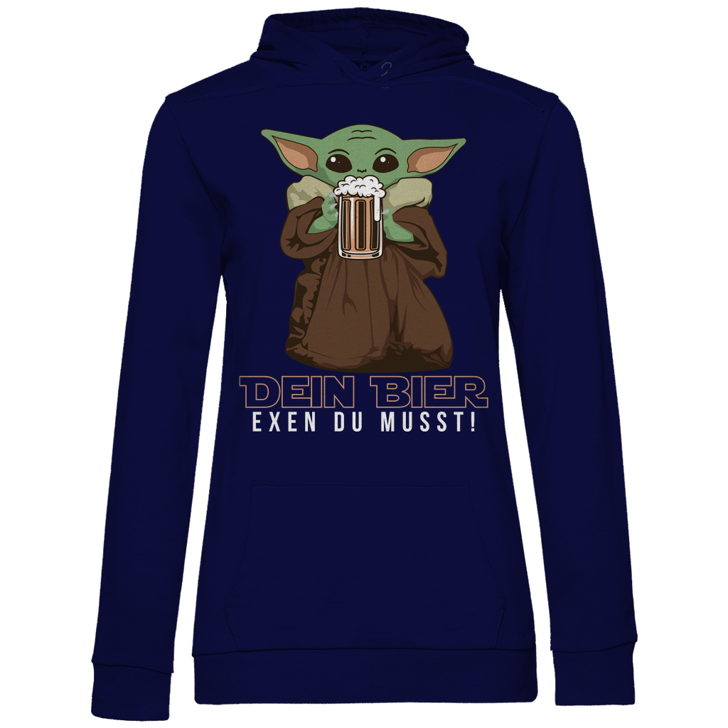 Dein Bier exen du musst Baby Yoda - Damen Hoodie Navy Blue