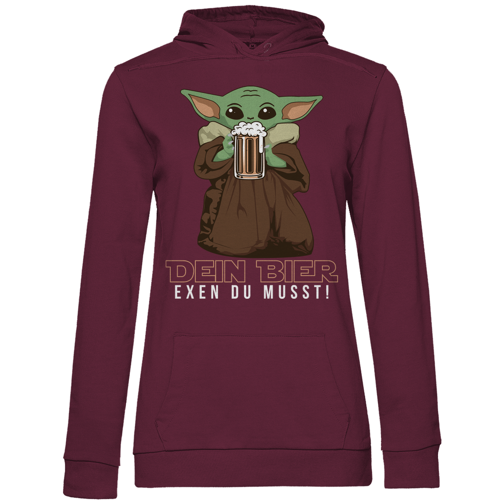 Dein Bier exen du musst Baby Yoda - Damen Hoodie Wine