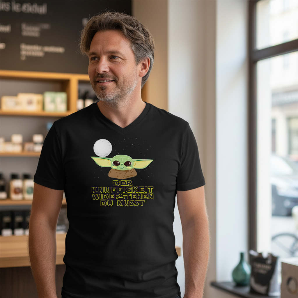 Knuffigkeit widerstehen - Baby Yoda Grogu - Herren V-Neck Shirt