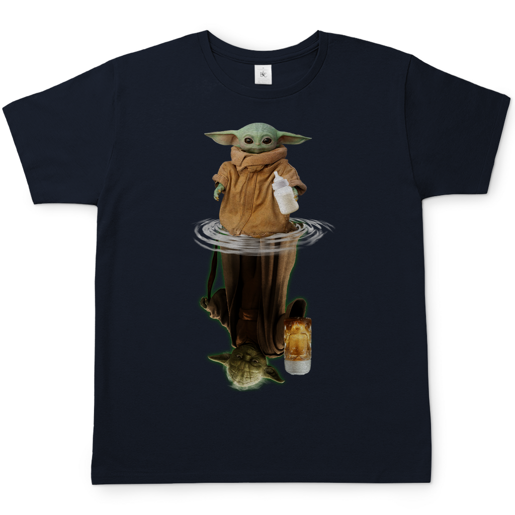 Baby Grogu und Meister Yoda mit Bier - Herren Shirt Navy