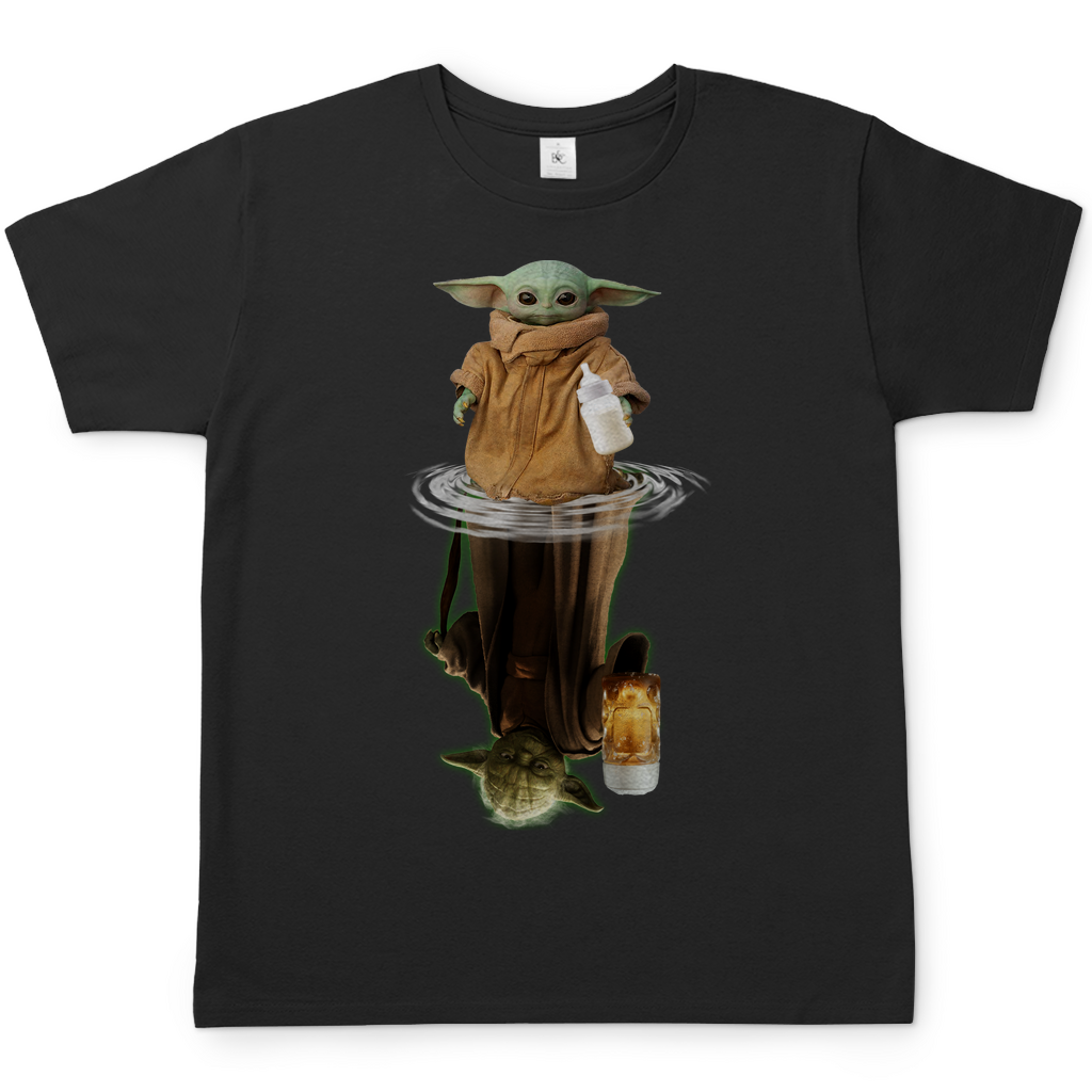Baby Grogu und Meister Yoda mit Bier - Herren Shirt Black