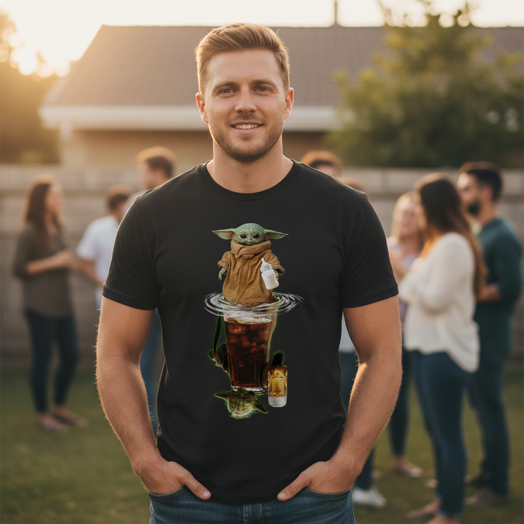 Baby Grogu und Meister Yoda mit Bier - Herren Shirt
