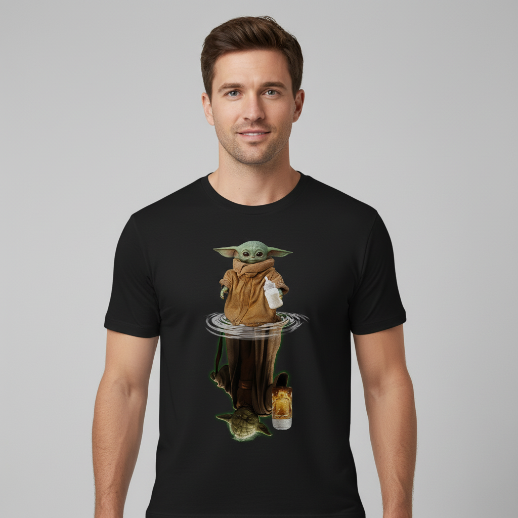 Baby Grogu und Meister Yoda mit Bier - Herren Shirt