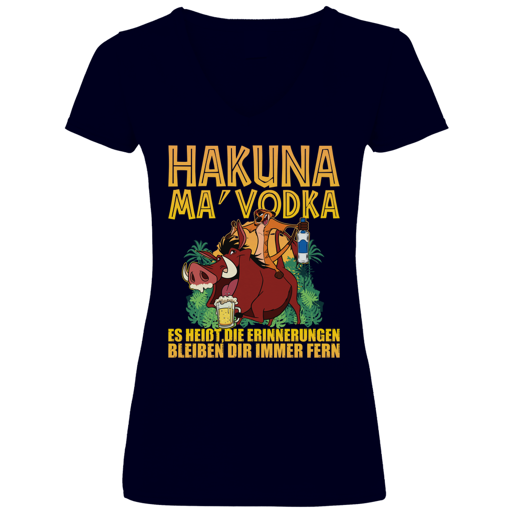 Hakuna Ma Vodka Timon und Pumbaa - V-Neck Damenshirt Deep Navy