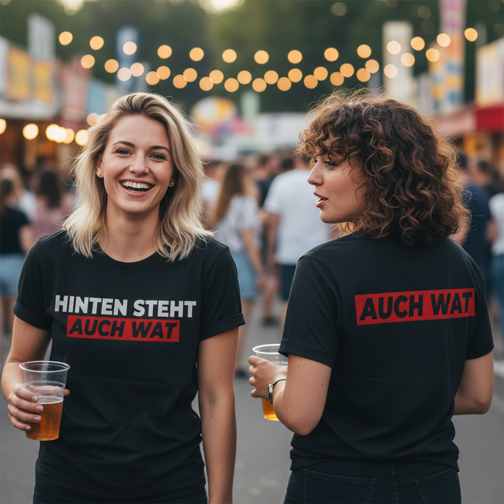 Hinten steht auch wat - Beidseitiger Druck - Damenshirt