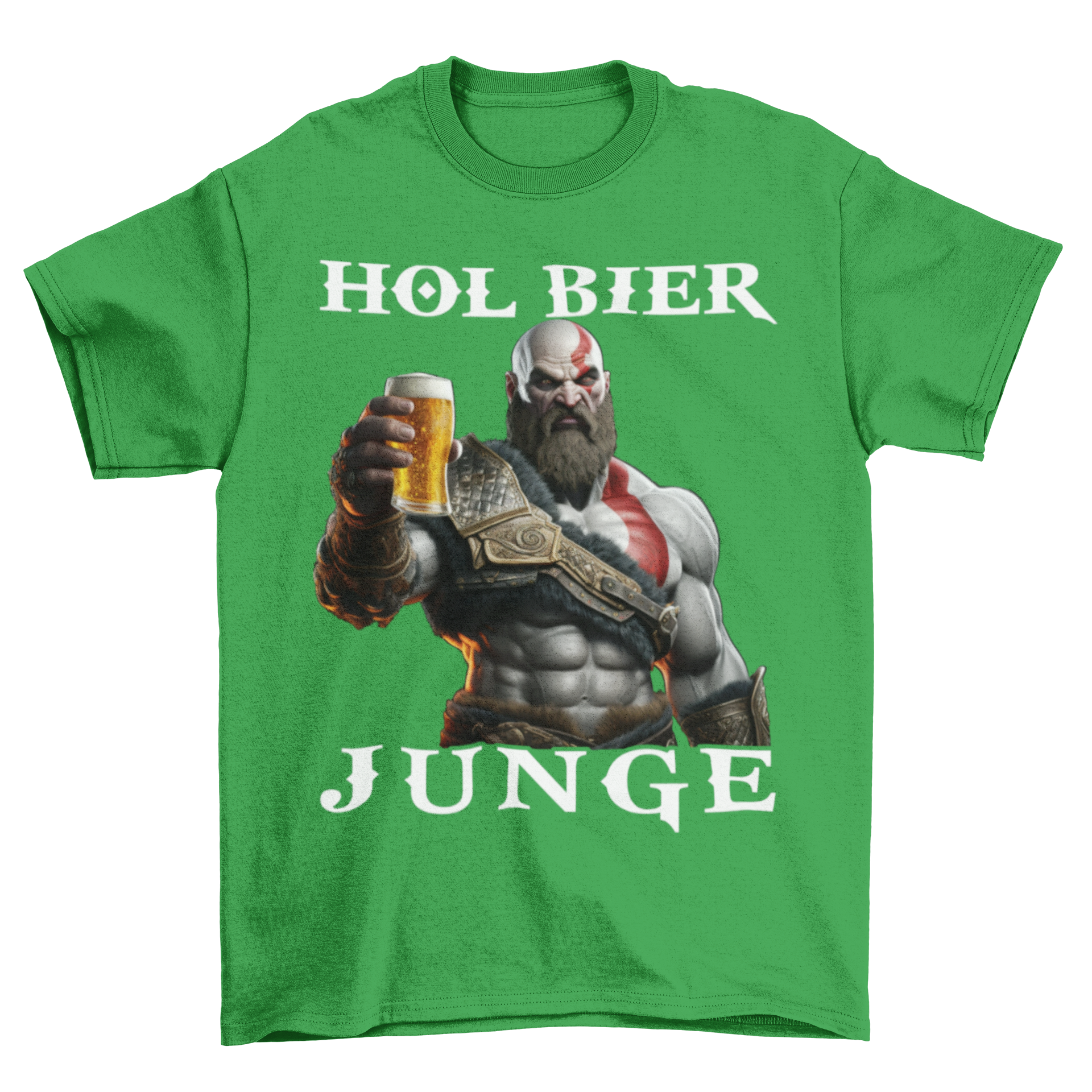 Kratos God of War hol Bier Junge - Herren Shirt Kelly Green