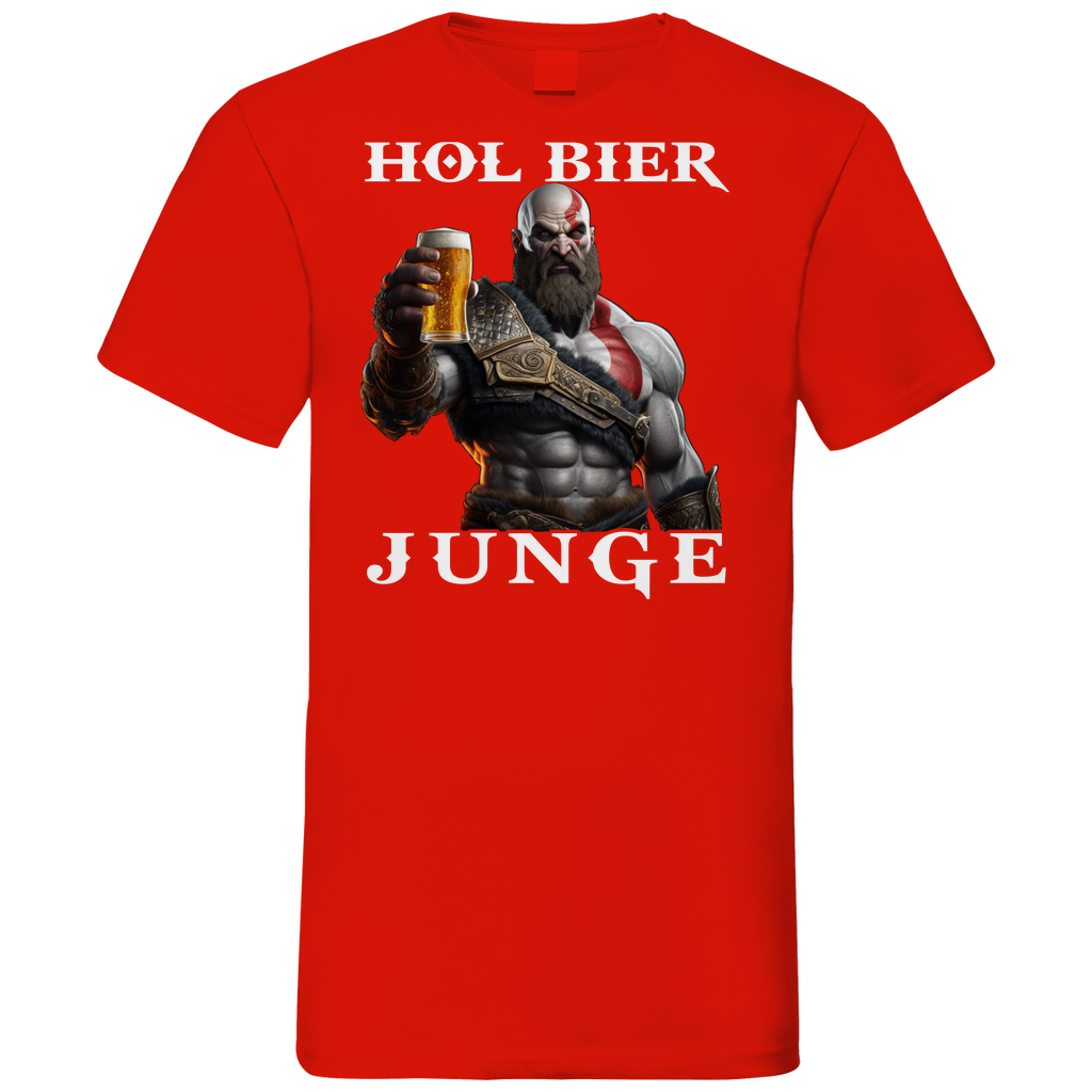 Kratos God of War hol Bier Junge - Herren V-Neck Shirt Red