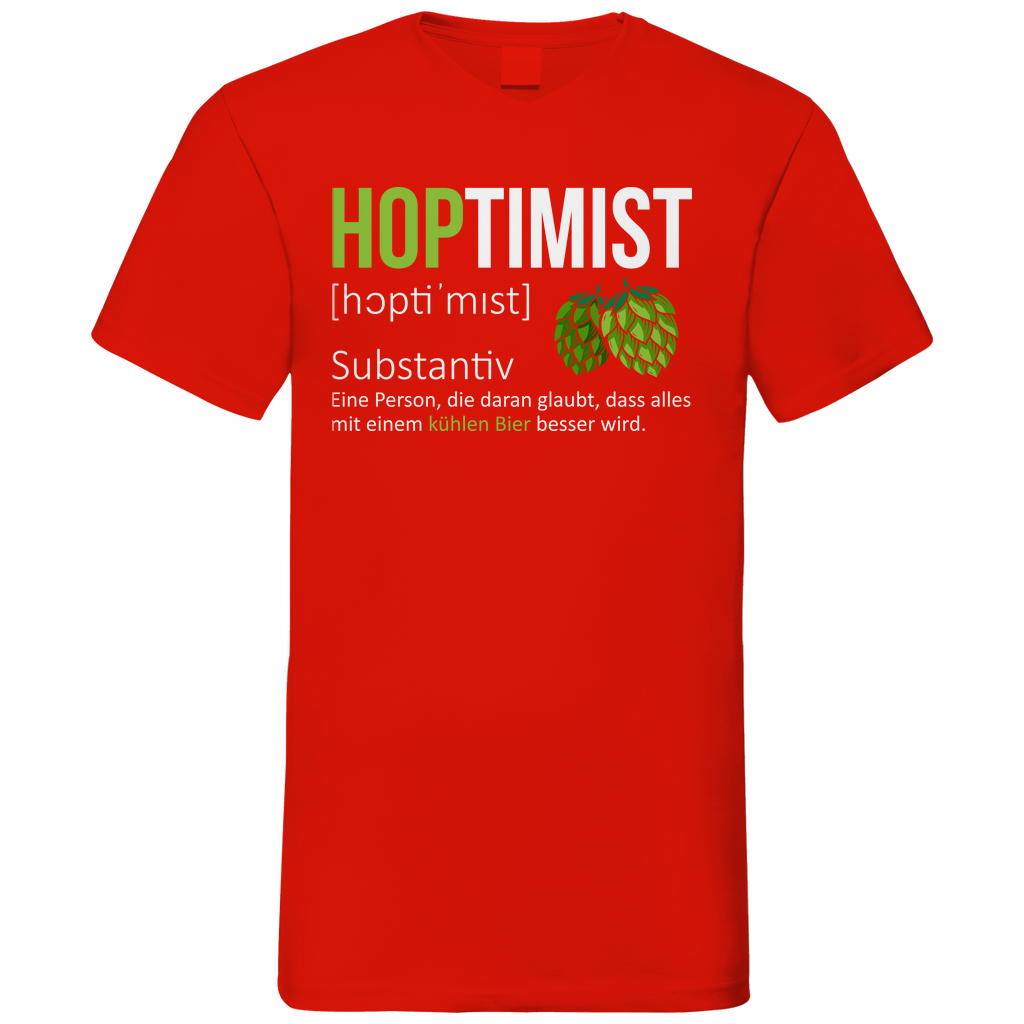 Hoptimist - Herren V-Neck Shirt Red
