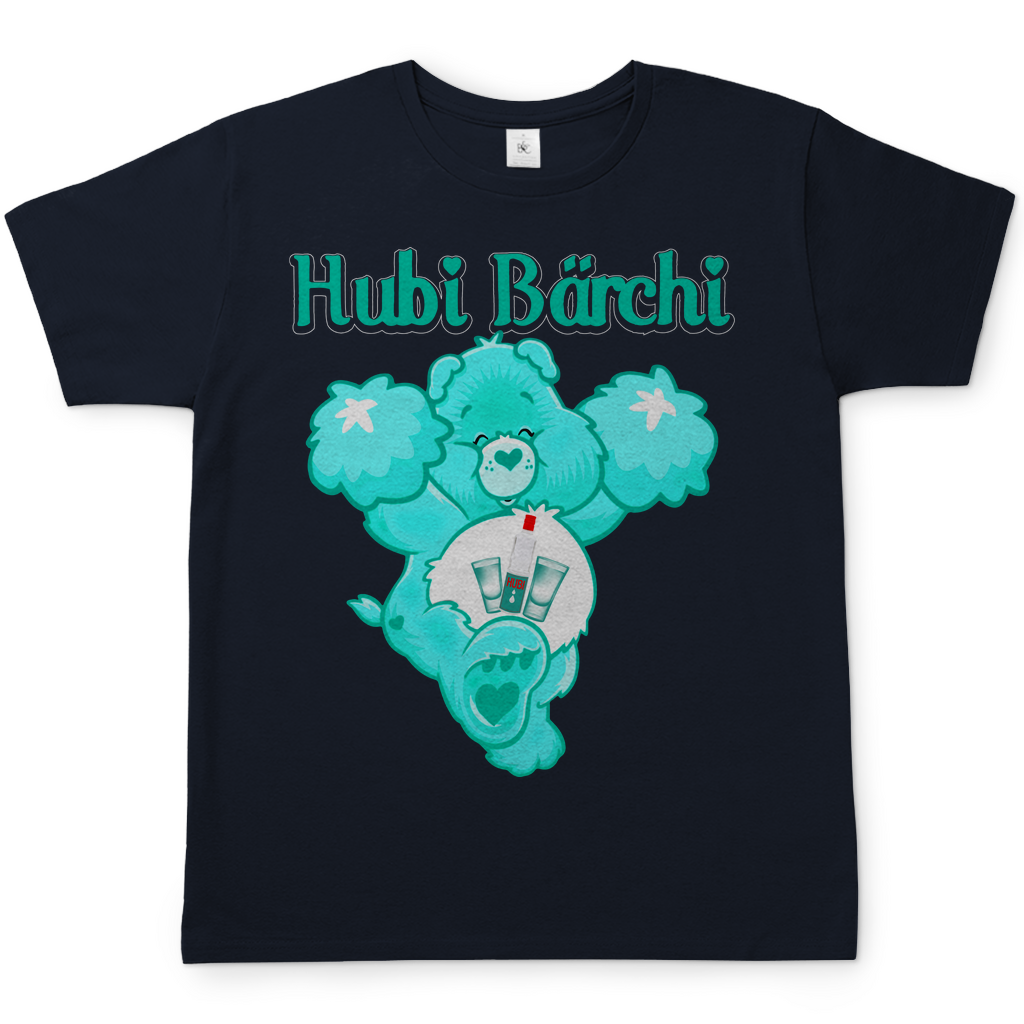 Alkohol Shirt Herren navy blau Hubi Bärchi Glücksbärchi Parodie türkiser Bär Hubertus Flasche
