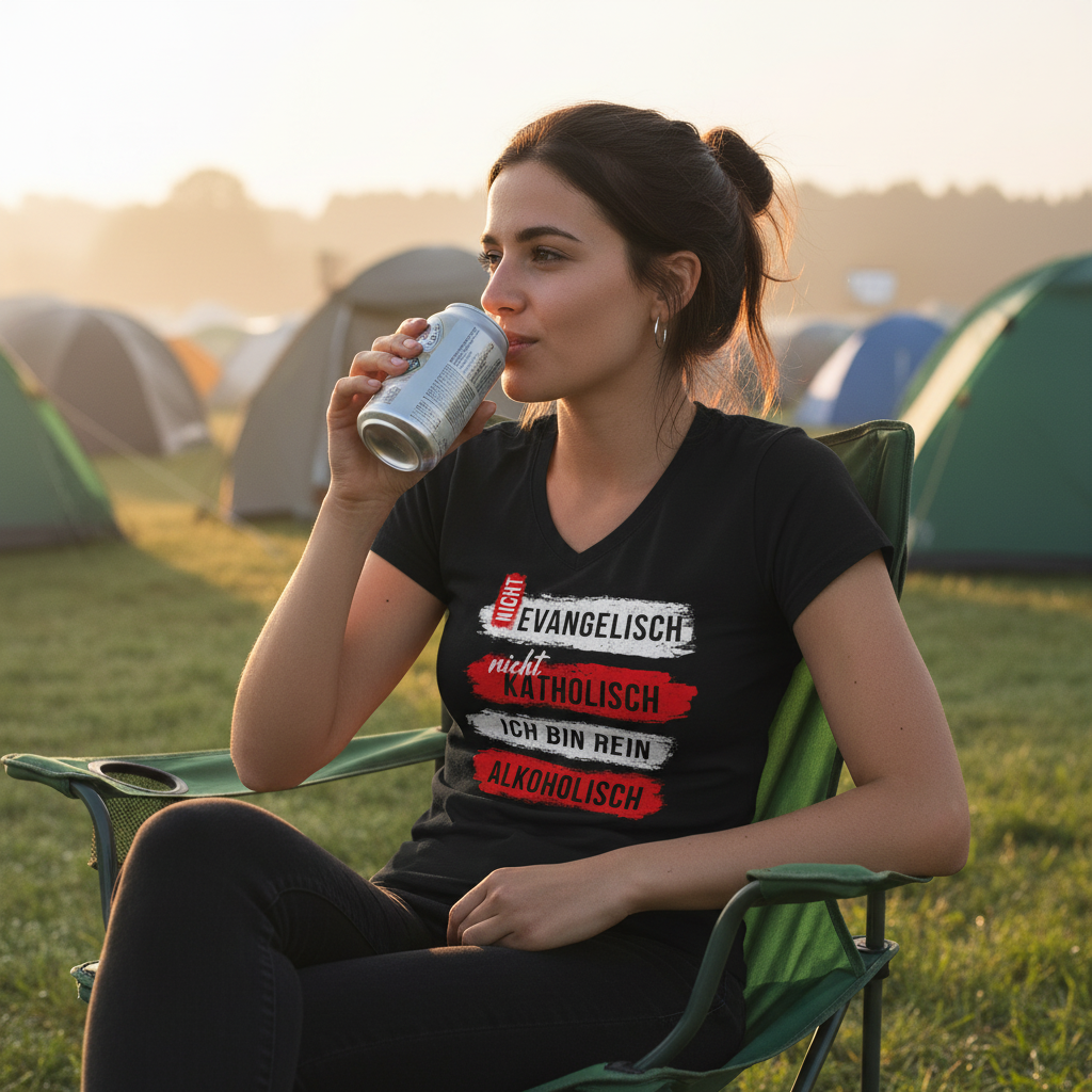 Ich bin rein Alkoholisch - V-Neck Damenshirt