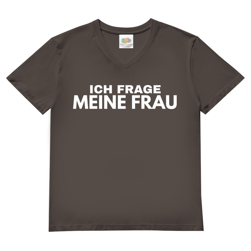 Ich frage meine Frau - Herren V-Neck T-Shirt Light Graphite Solid