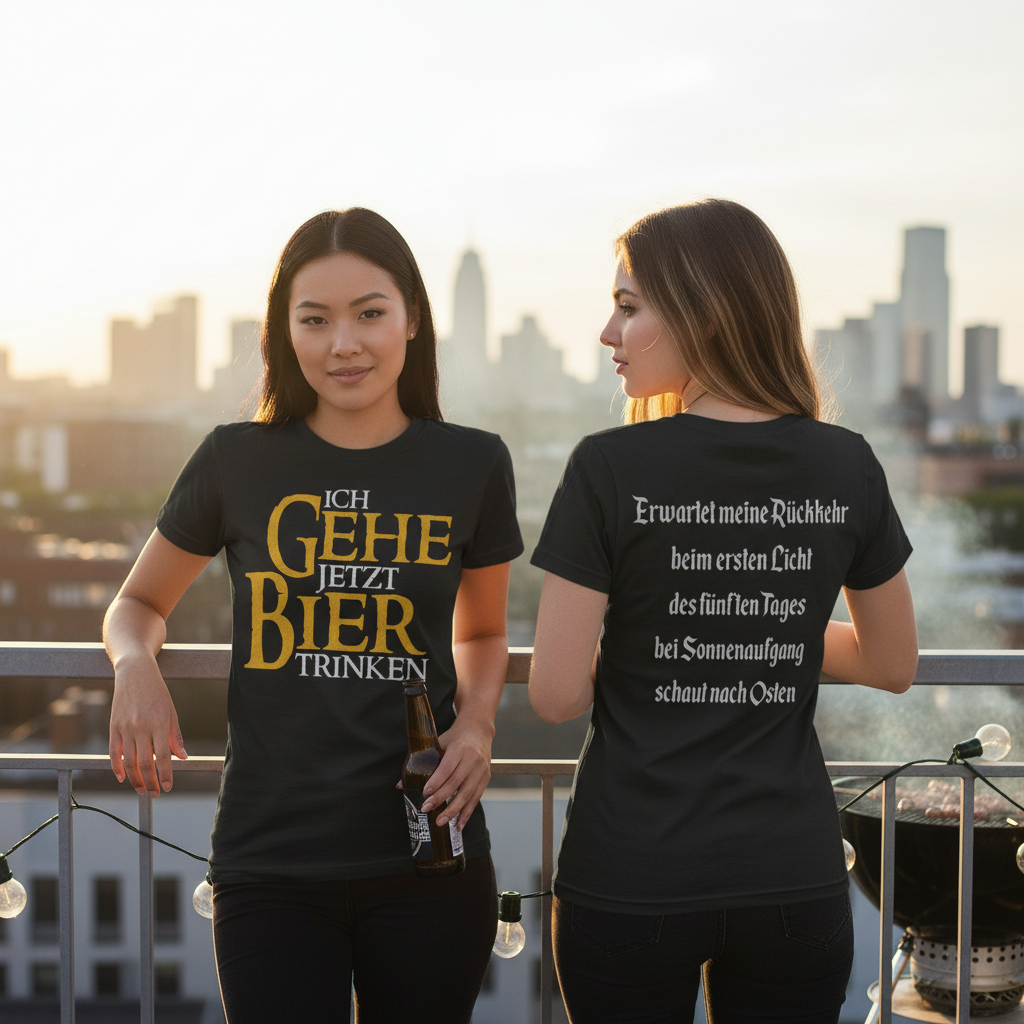 Ich gehe jetzt Bier trinken HDR - Beidseitiger Druck - Damenshirt