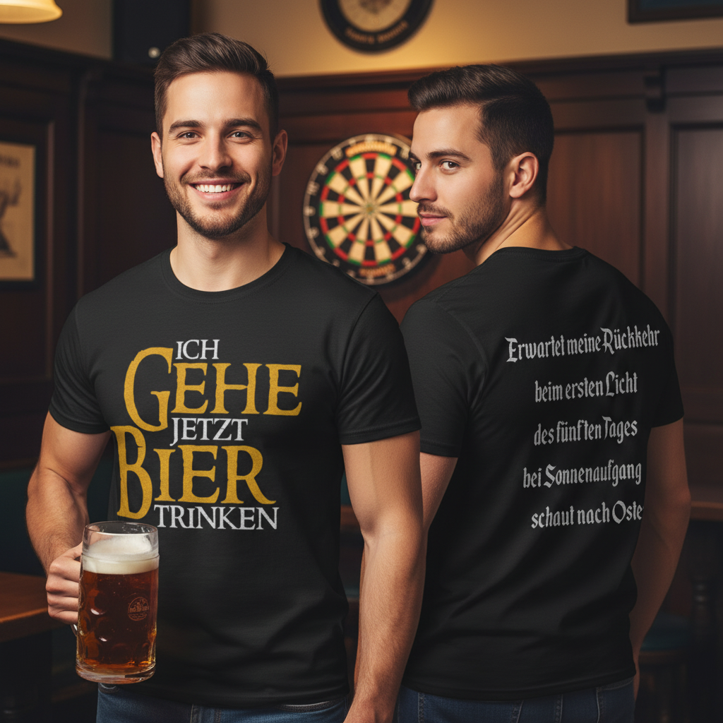 Ich Gehe Jetzt Bier Trinken T-Shirt Herren - lustiges Bier Shirt doppelseitig bedruckt