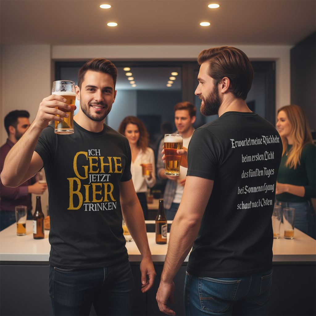 Ich Gehe Jetzt Bier Trinken T-Shirt Herren - lustiges Bier Shirt doppelseitig bedruckt