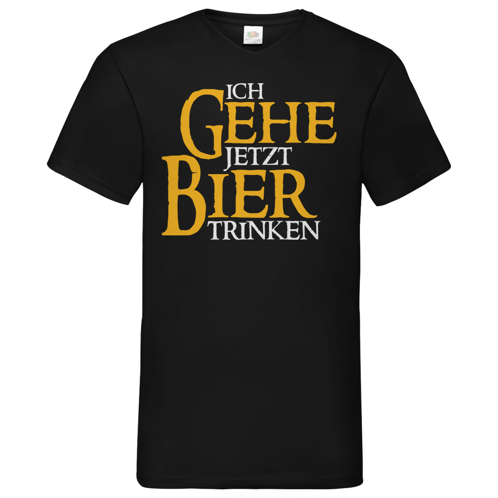 Ich gehe jetzt Bier trinken HDR - Beidseitiger Druck - Herren V-Neck Shirt Black