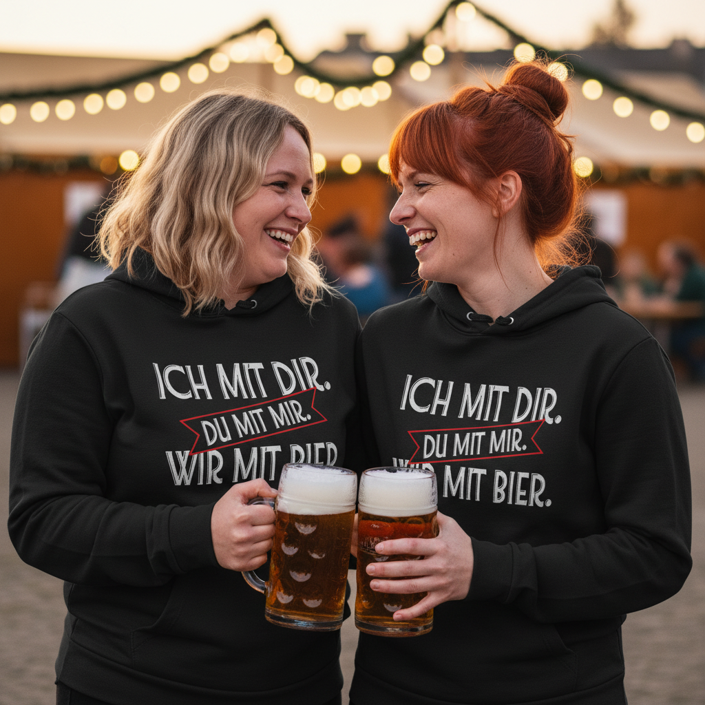 Ich mit dir. Du mit mir. Wir mit Bier. - Damen Hoodie