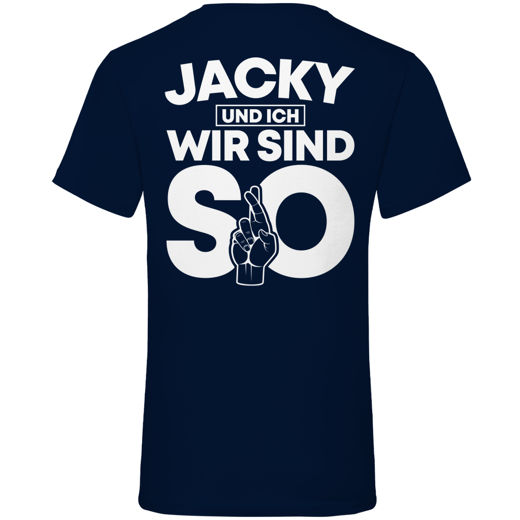 Jacky und ich wir sind so Jack Daniels - Herren V-Neck Shirt Navy