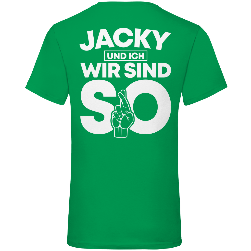 Jacky und ich wir sind so Jack Daniels - Herren V-Neck Shirt Kelly Green