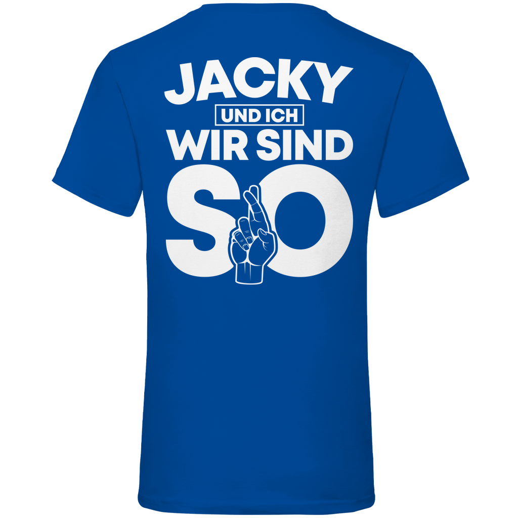 Jacky und ich wir sind so Jack Daniels - Herren V-Neck Shirt Royal Blue