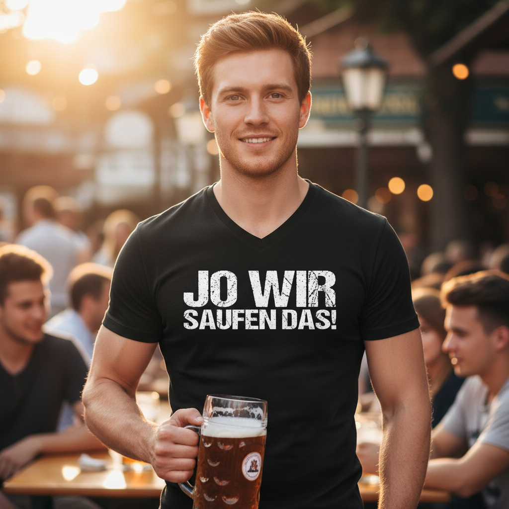 Jo wir saufen das! - Herren V-Neck Shirt