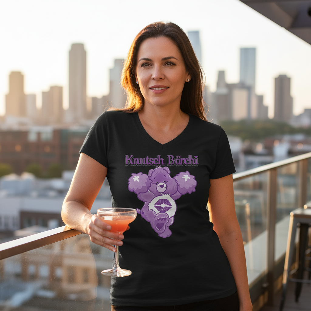 Knutsch Bärchi - Glücksbärchi - V-Neck Damenshirt