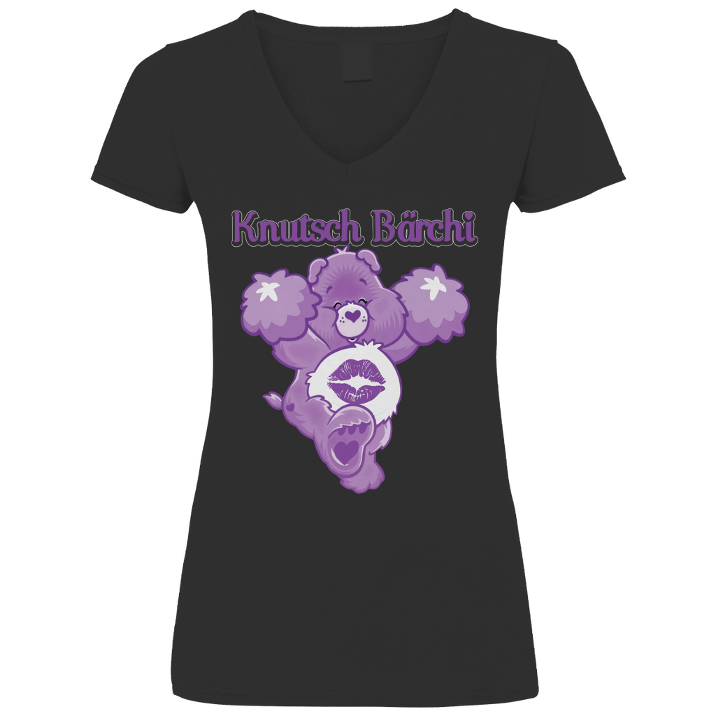 Knutsch Bärchi - Glücksbärchi - V-Neck Damenshirt Black