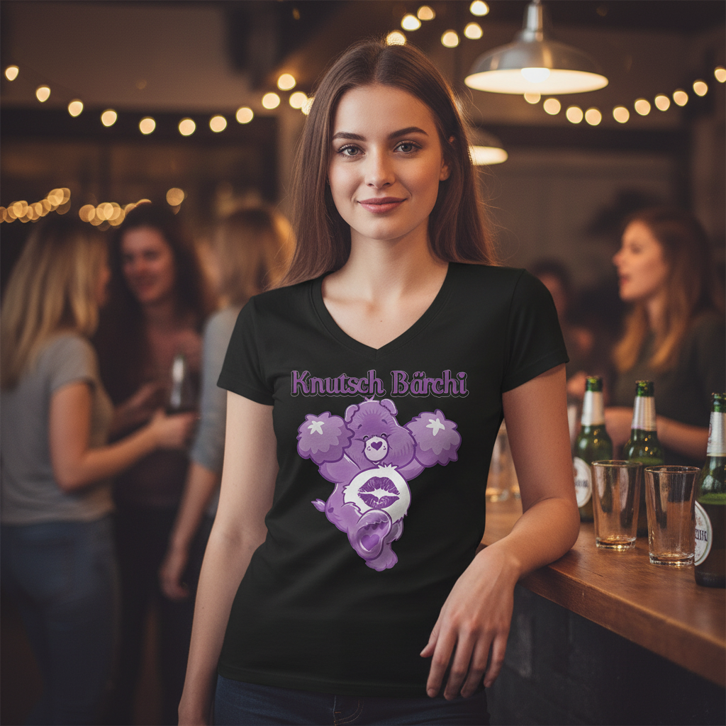 Knutsch Bärchi - Glücksbärchi - V-Neck Damenshirt