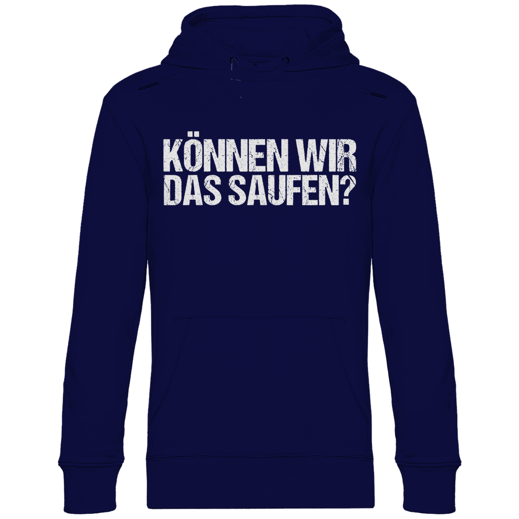 Navy Herren Hoodie mit Können wir das saufen Spruch Bob der Baumeister Parodie, Frontansicht