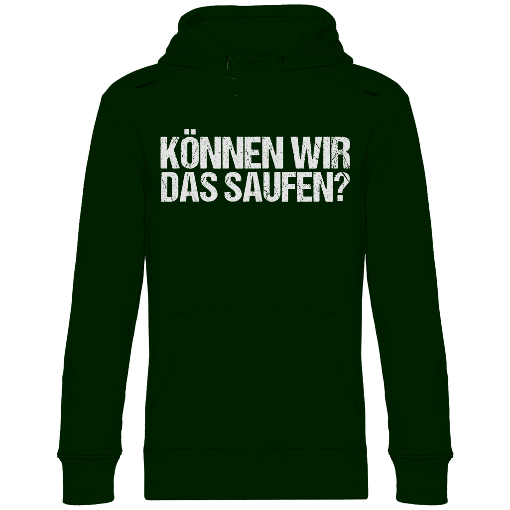 Waldgrüner Hoodie mit Bob der Baumeister Parodie Können wir das saufen für Oktoberfest, Frontansicht