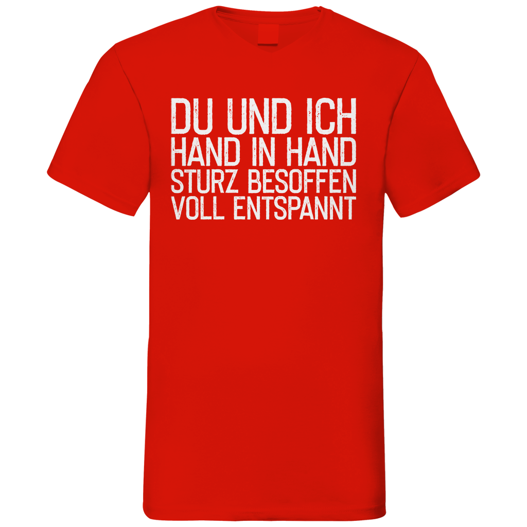 Du und ich Hand in Hand - Herren V-Neck Shirt Red