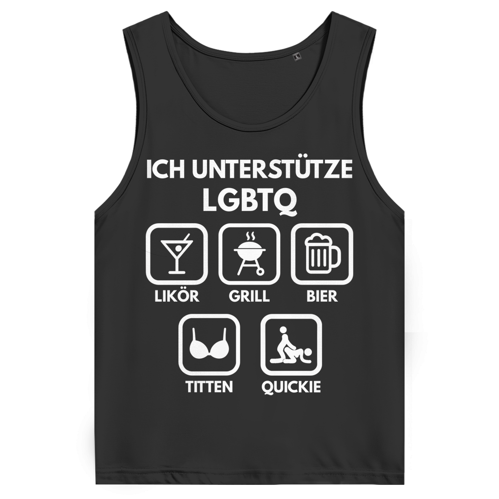 ICH UNTERSTÜTZE LGBTQ – Likör, Grill, Bier, Titten, Quickie – Herren Tank Top Black