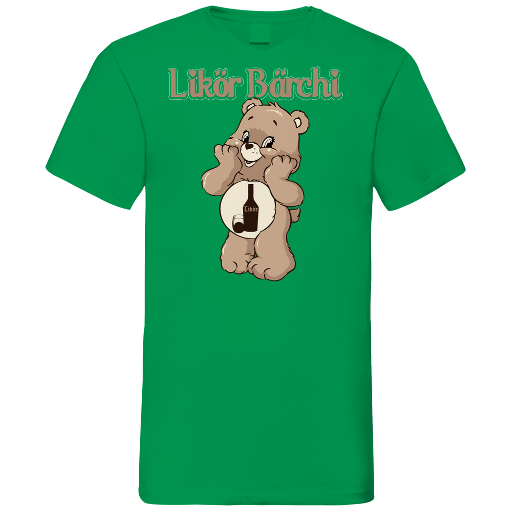 Likör Bärchi - Glücksbärchi - Herren V-Neck Shirt Kelly Green