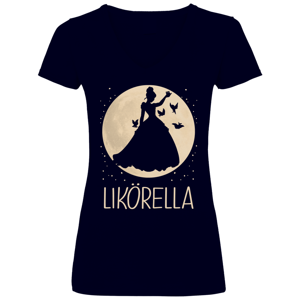 Mond Prinzessin - Likörella - V-Neck Damenshirt Deep Navy