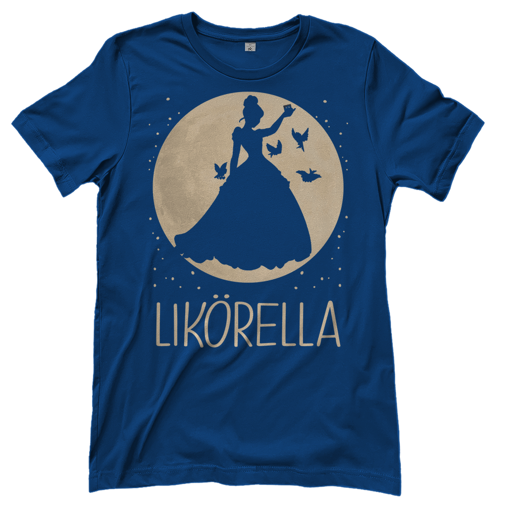 Royal Blue Frauen Shirt mit Likörella Party Design Prinzessin golden, Frontansicht