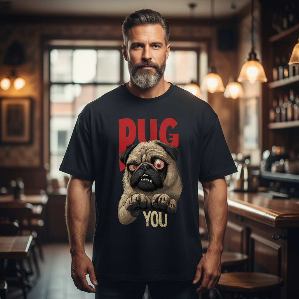 Jack & Jones Oversize Mops Hund Pug You Herren T-Shirt