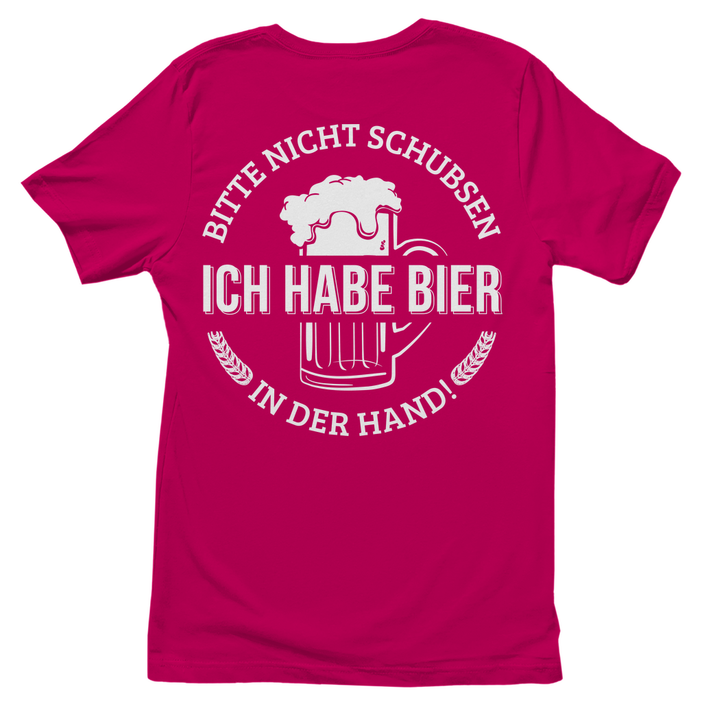 Bitte nicht schubsen ich habe Bier in der Hand - Damenshirt Sorbet