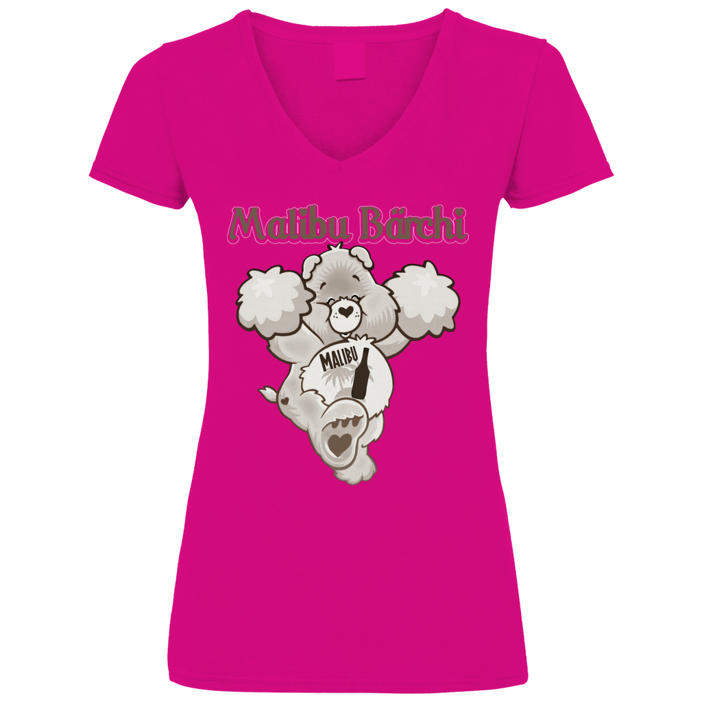 Malibu Bärchi - Glücksbärchi - V-Neck Damenshirt Fuchsia L