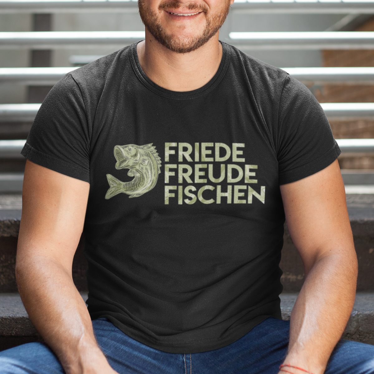 Angel T-Shirt Männer – Friede Freude Fischen Fun Design für entspannte Angler