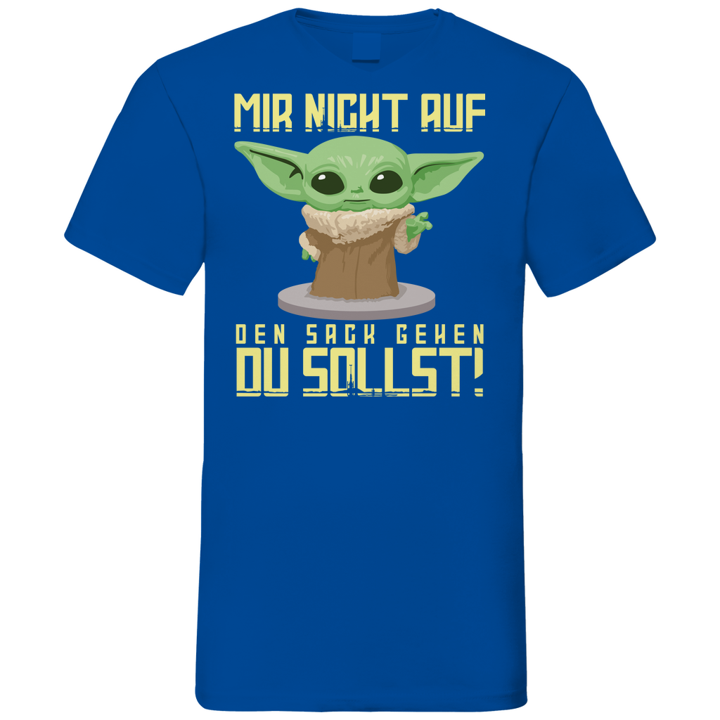 Mir nicht auf den Sack gehen du sollst Baby Yoda Grogu - Herren V-Neck Shirt Royal Blue