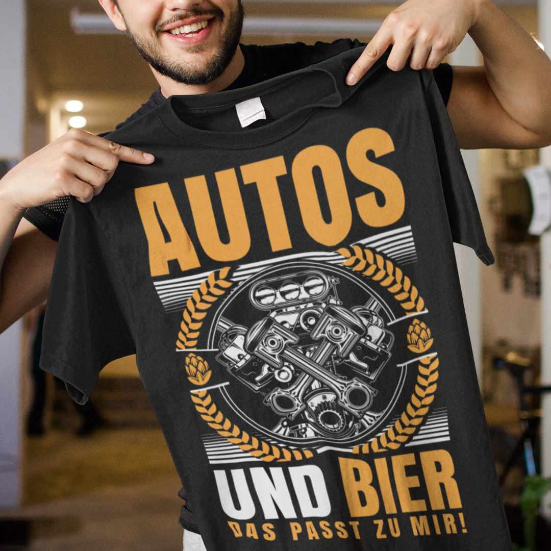 Autos und Bier Shirt Männer – Schrauber Spruch mit Motorblock – Tuning Design