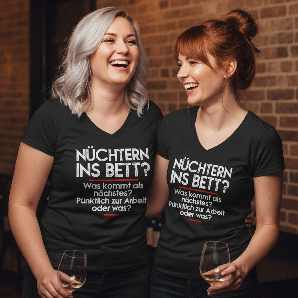 Nüchtern ins Bett? - V-Neck Damenshirt