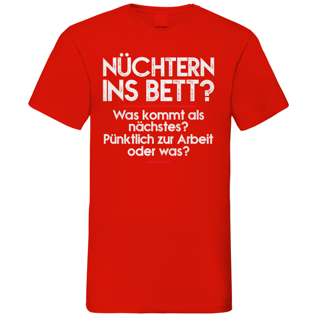Nüchtern ins Bett? - Herren V-Neck Shirt Red