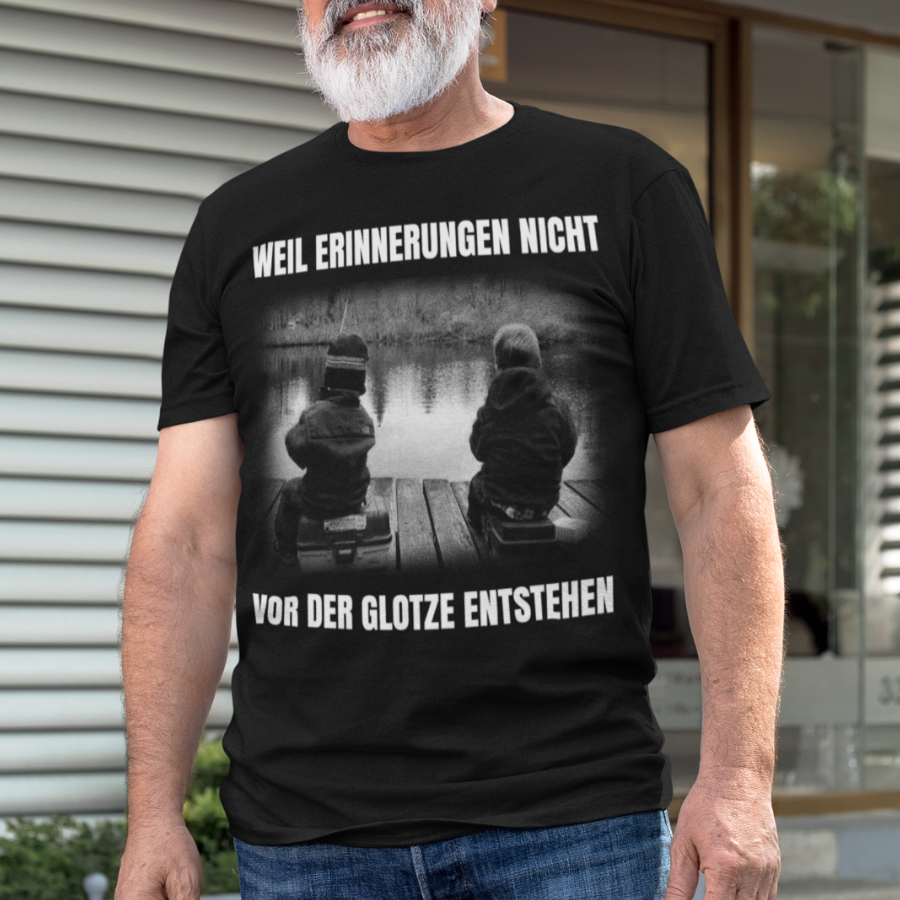 Angeln statt Fernsehen – Spruchshirt Männer: Weil Erinnerungen draußen entstehen