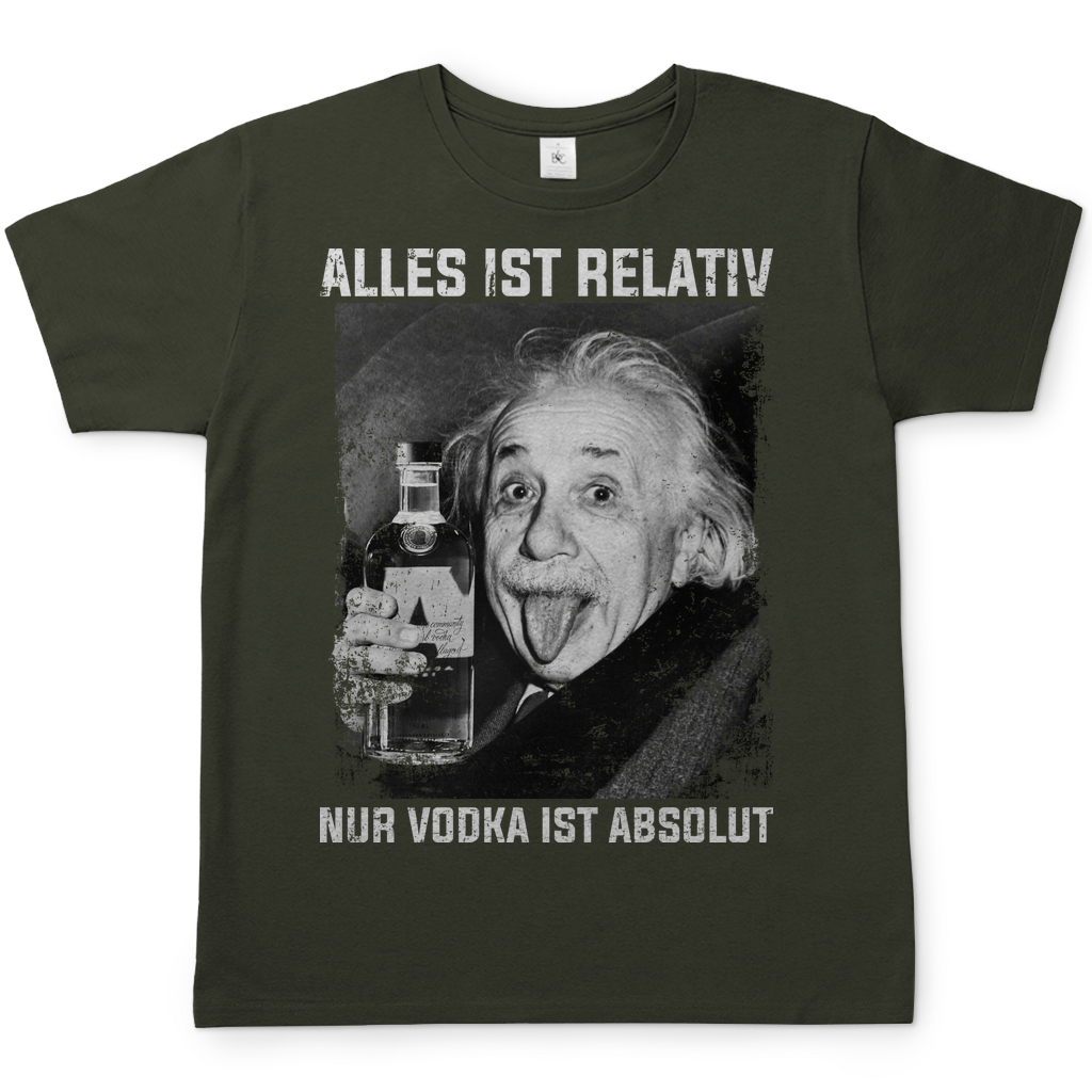 Alles ist Relativ nur Vodka ist Absolut Albert Einstein - Herren Shirt Urban Khaki