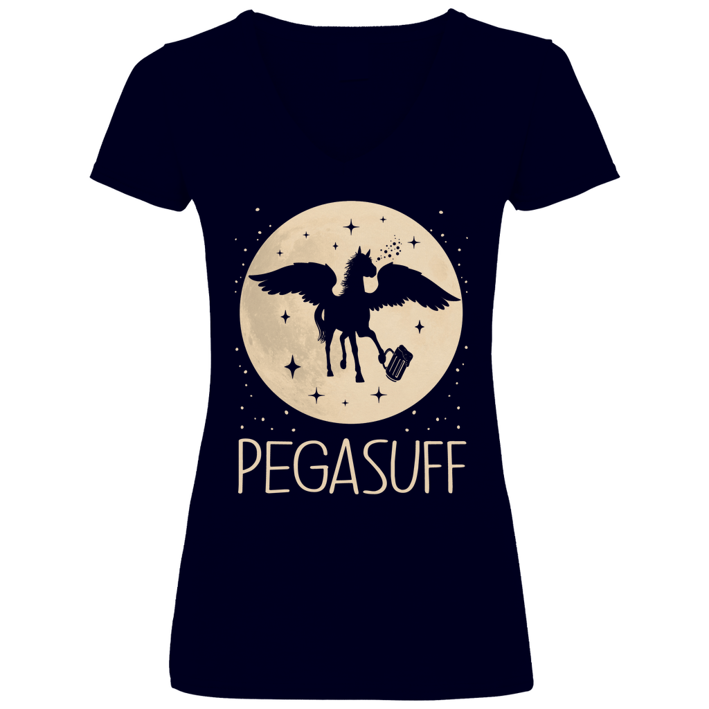 Mond Prinzessin - Pegasuff - V-Neck Damenshirt Deep Navy