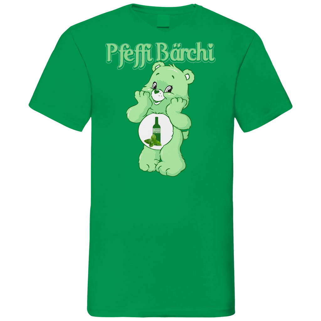 Pfeffi Bärchi - Glücksbärchi - Herren V-Neck Shirt Kelly Green