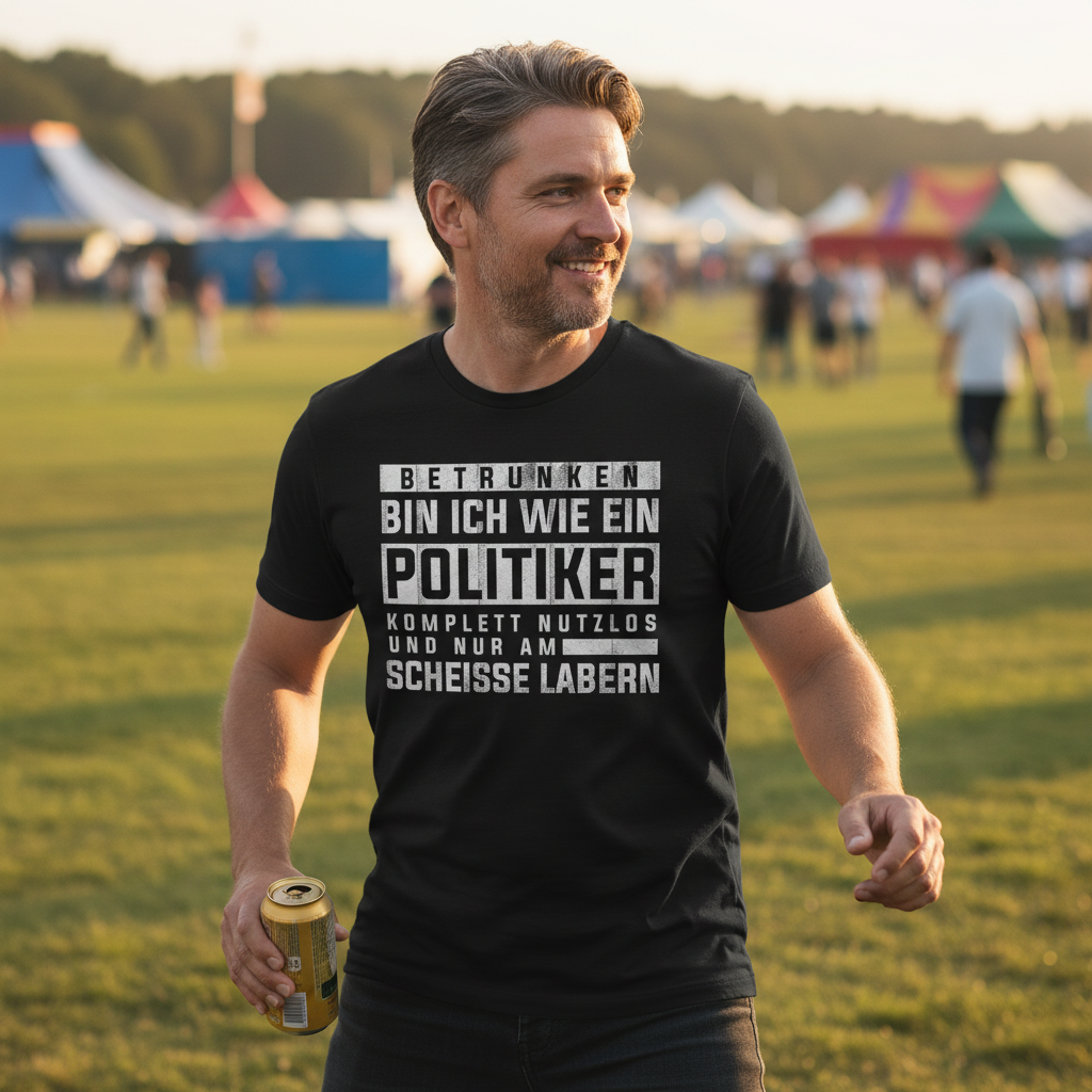 Betrunken bin ich wie ein Politiker - Herren Shirt
